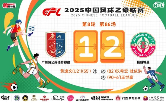 中乙-廣州蒲公英1比2昆明城星：門將低級失誤葬送好局，兩連敗敲響警鐘